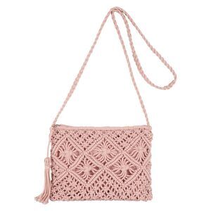 1535 Small Fringed Cotton Crochet Cross-body Shoulder Bag Bohemian Beach